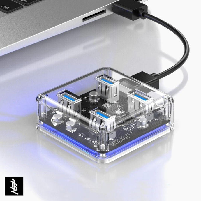 HUB Transparente USB 3.0 Turbo + Cabo 30cm/1m - LOJAS BELO